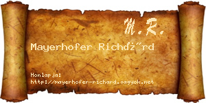 Mayerhofer Richárd névjegykártya